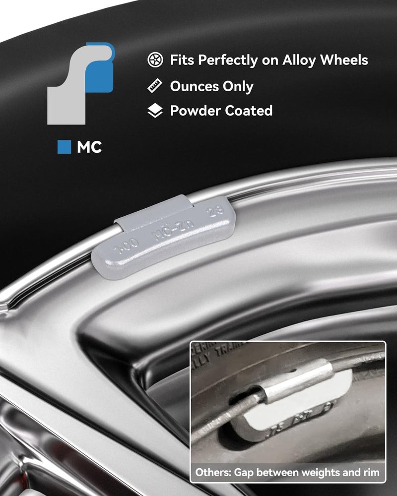 EZISOE MC-Series Zinc Clip on Wheel Weights Assortment,Precise Tolerances,0.25OZ/0.5OZ/0.75OZ/1.0OZ, 15PCS/Style, 1.25OZ/1.5OZ/2OZ/2.5OZ, 5PCS/Style, Total 80Pcs - Image 4